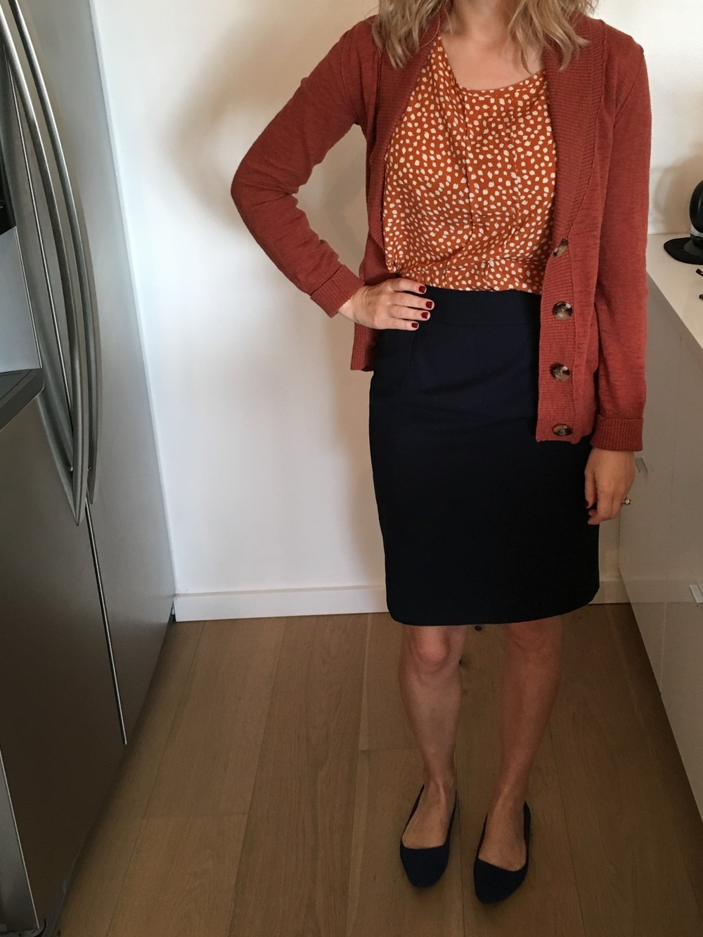 Modcloth Rust and White Sleeveless Dot Print Camisole